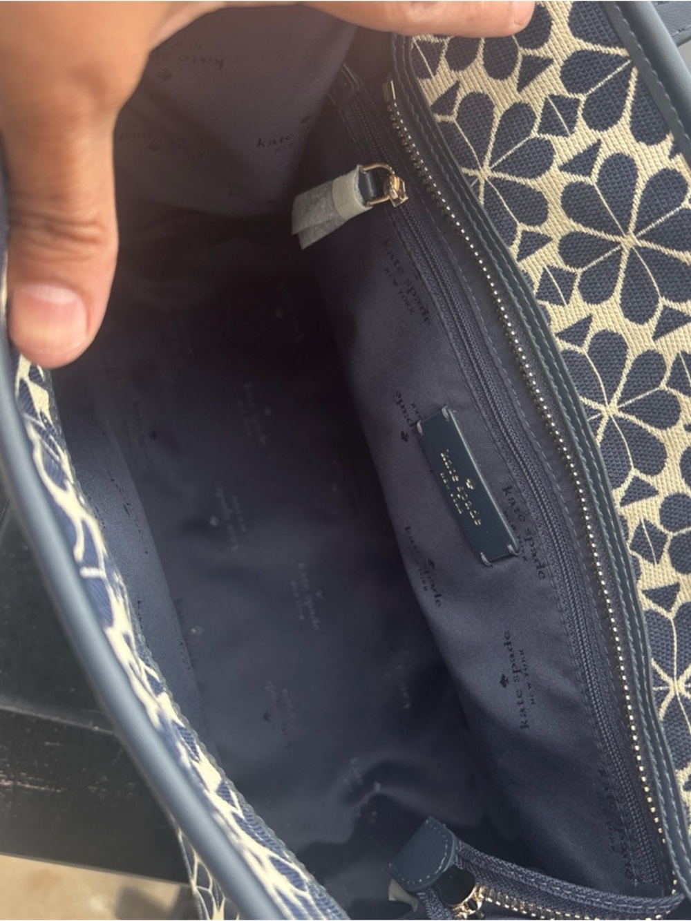 kate spade Navy and Cream Floral Jacquard Tote NWOB - Picture 6 of 9